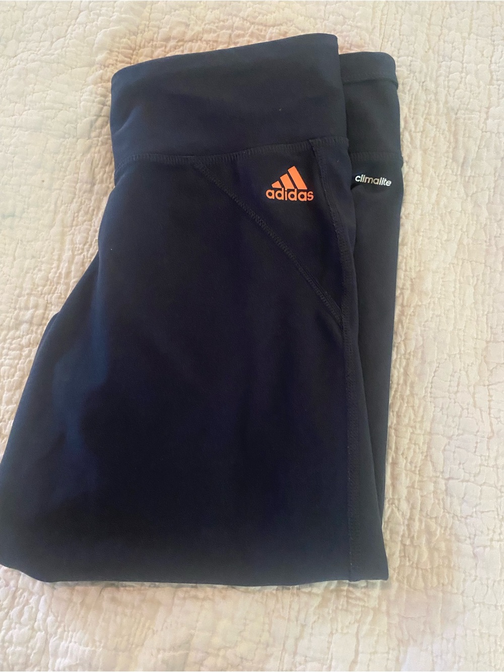 adidas woman’s Black Leggings with Orange Logo